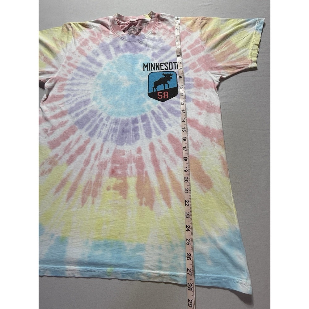 Duke Clothing Co Minnesota Tie-Dye Moose Graphic Double-Sided Cotton T-Shirt M - Picture 3 of 5